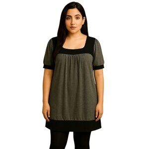 Shirt Dress Blouse Tunic Goddess Brand Gray Black Scoop Neck Women's WOMAN'S L